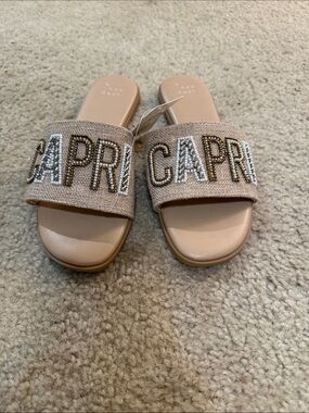 a new day Beige Beaded 'CAPRI' Slide Sandals